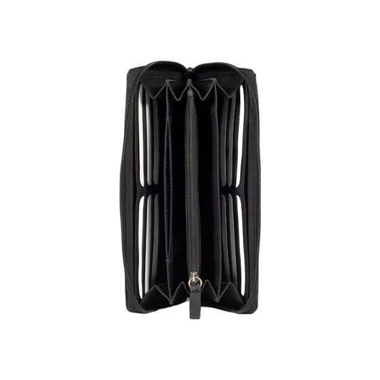 RB12080A | Women's wallet in genuine full-grain leather with a light grain. Black. RFID protection. Dimensions: 20 x 10 x 2.5 cm. Packaging: Gift box with lid/bottom-1
